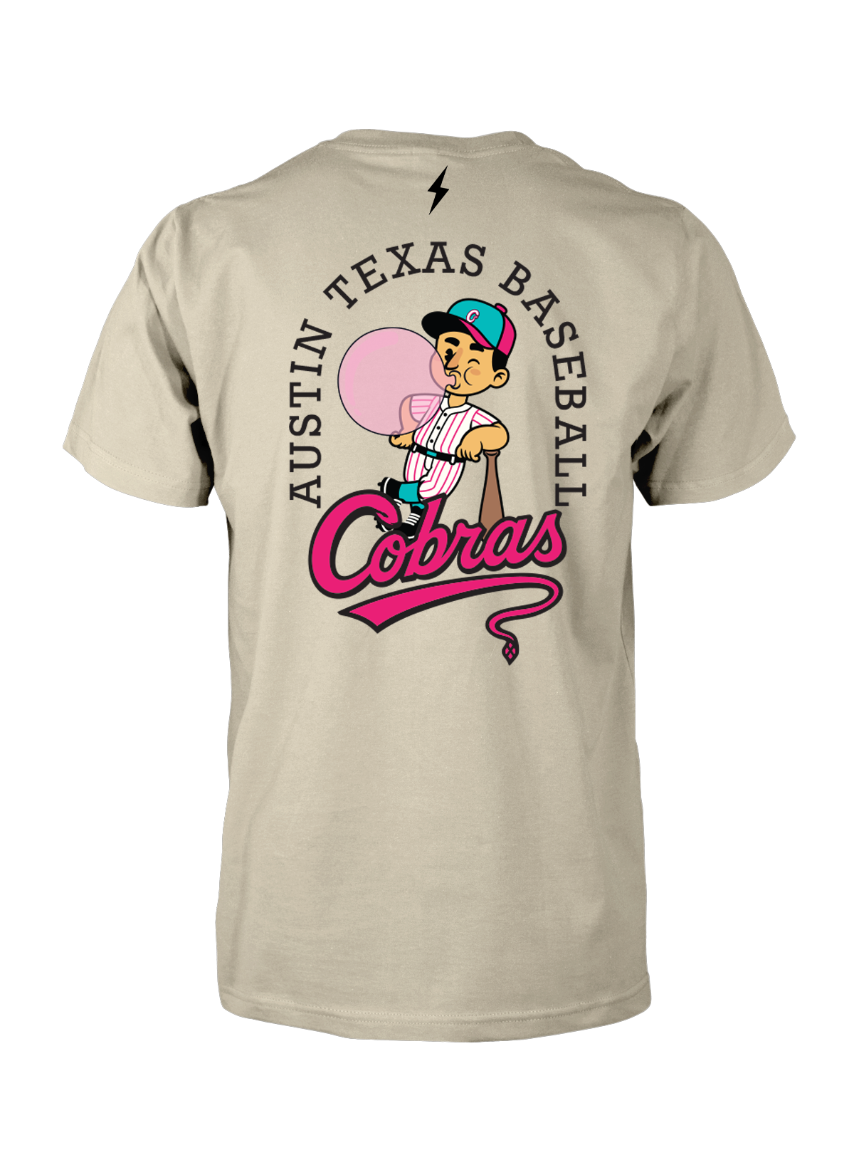 ATX COBRAS - Bat Boy CREW NECK T-SHIRT - CREAM