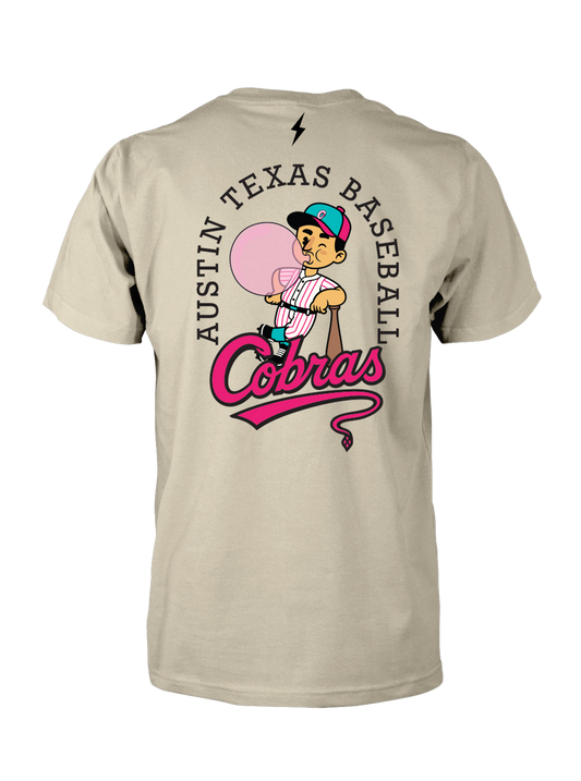 ATX COBRAS - Bat Boy CREW NECK T-SHIRT - CREAM