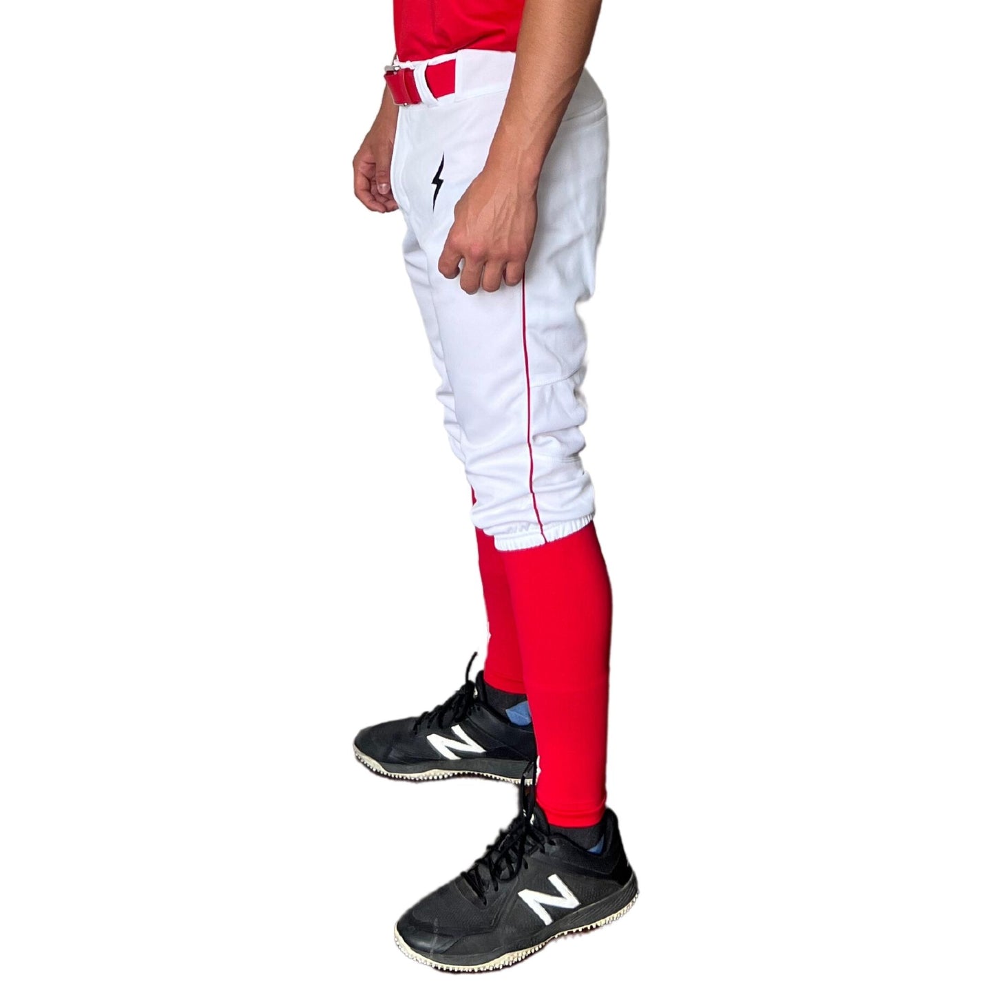 BRUCE BOLT TEAMS PREMIUM PRO KNICKER - WHITE WITH RED PIPING