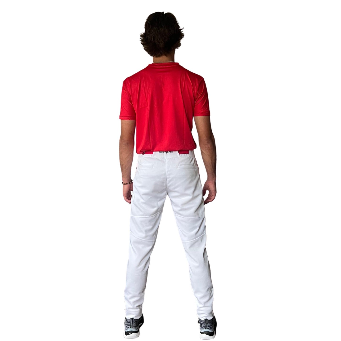 BRUCE BOLT TEAMS PREMIUM PRO PANT - WHITE WITH RED PIPING