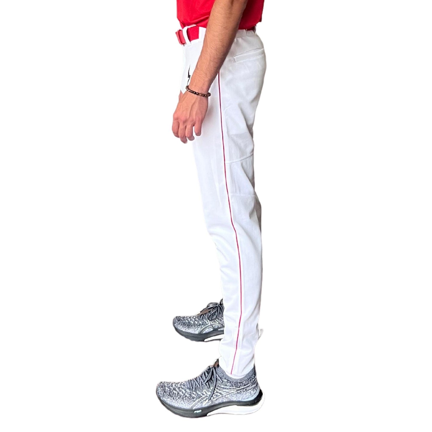 BRUCE BOLT TEAMS PREMIUM PRO PANT - WHITE WITH RED PIPING