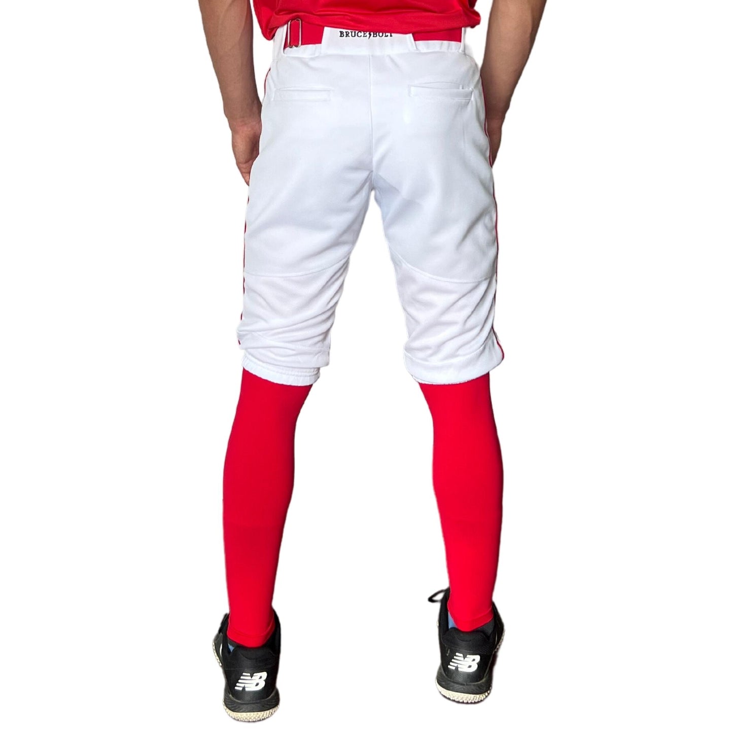 BRUCE BOLT TEAMS PREMIUM PRO SHORT - WHITE WITH RED PIPING
