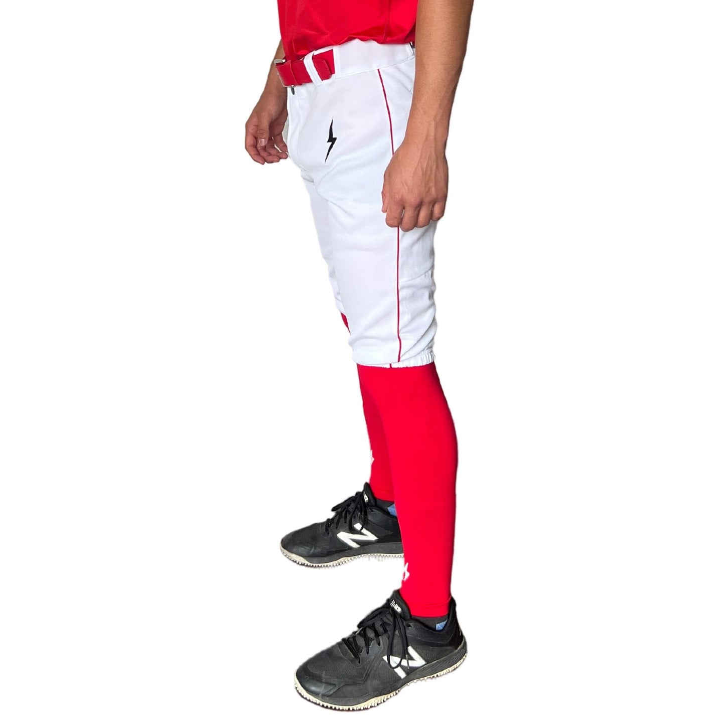BRUCE BOLT TEAMS PREMIUM PRO SHORT - WHITE WITH RED PIPING