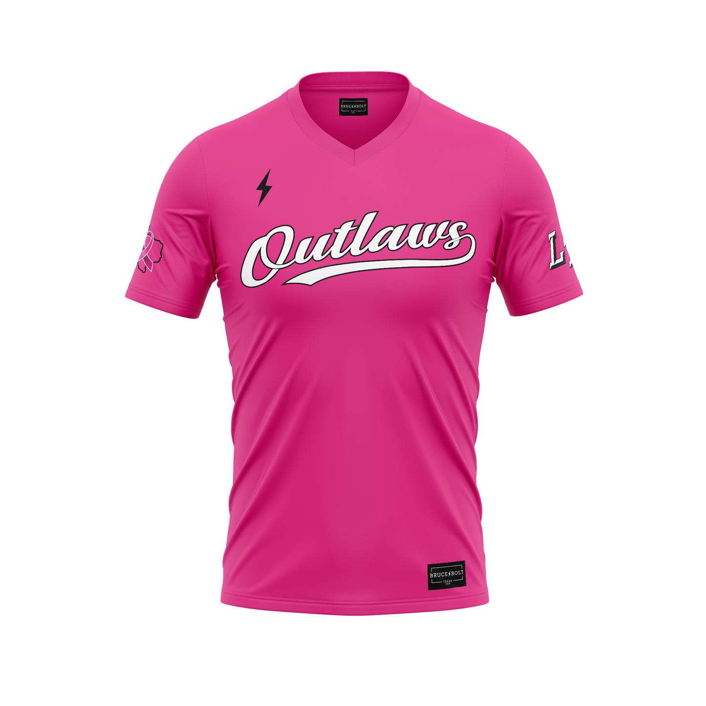 BRUCE BOLT HYBRID V NECK - LT OUTLAWS PINK JERSEY