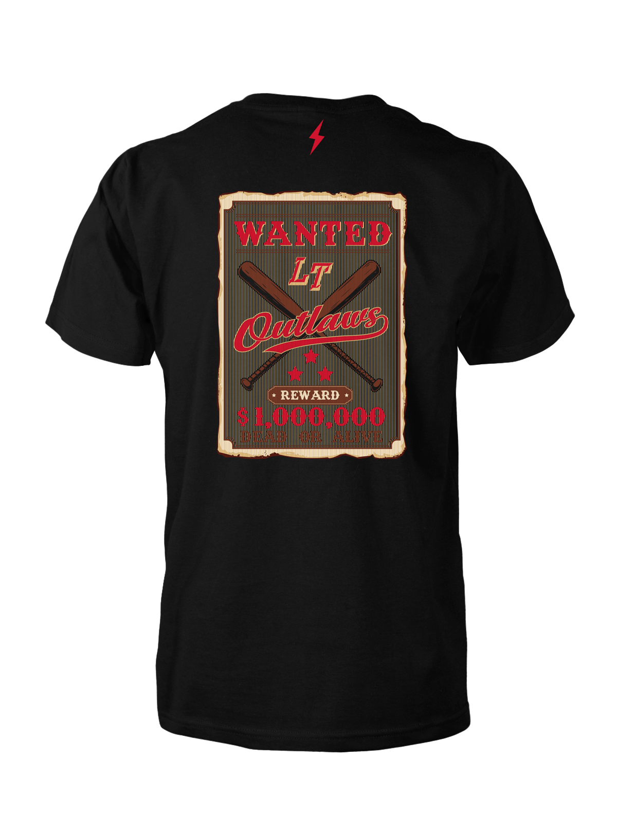 LT OUTLAWS - WANTED CREW NECK T-SHIRT - BLACK