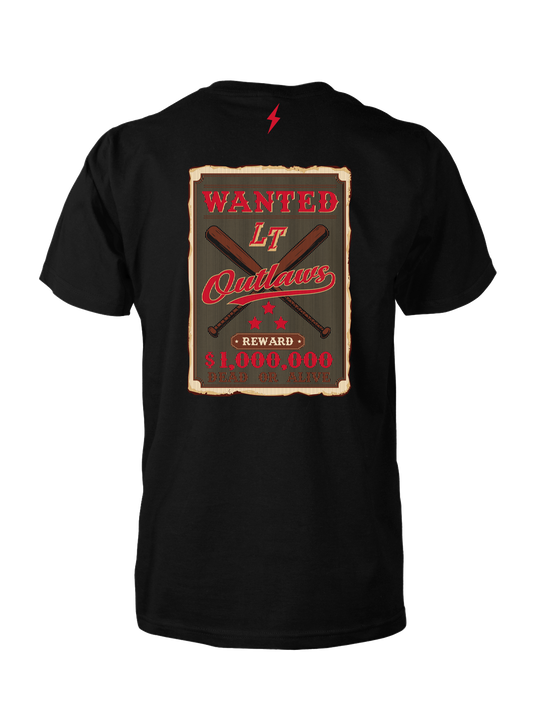 LT OUTLAWS - WANTED CREW NECK T-SHIRT - BLACK