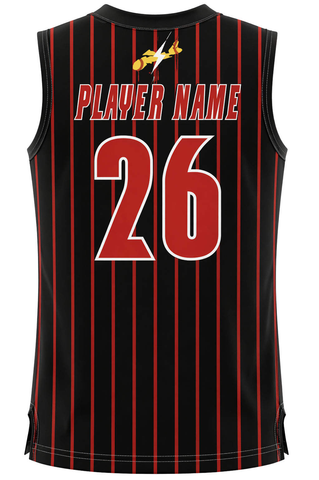 She Devils - Sleeveless Black with Red Pinstripe Game Jersey