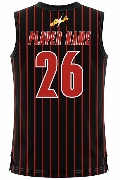 She Devils - Sleeveless Black with Red Pinstripe Game Jersey