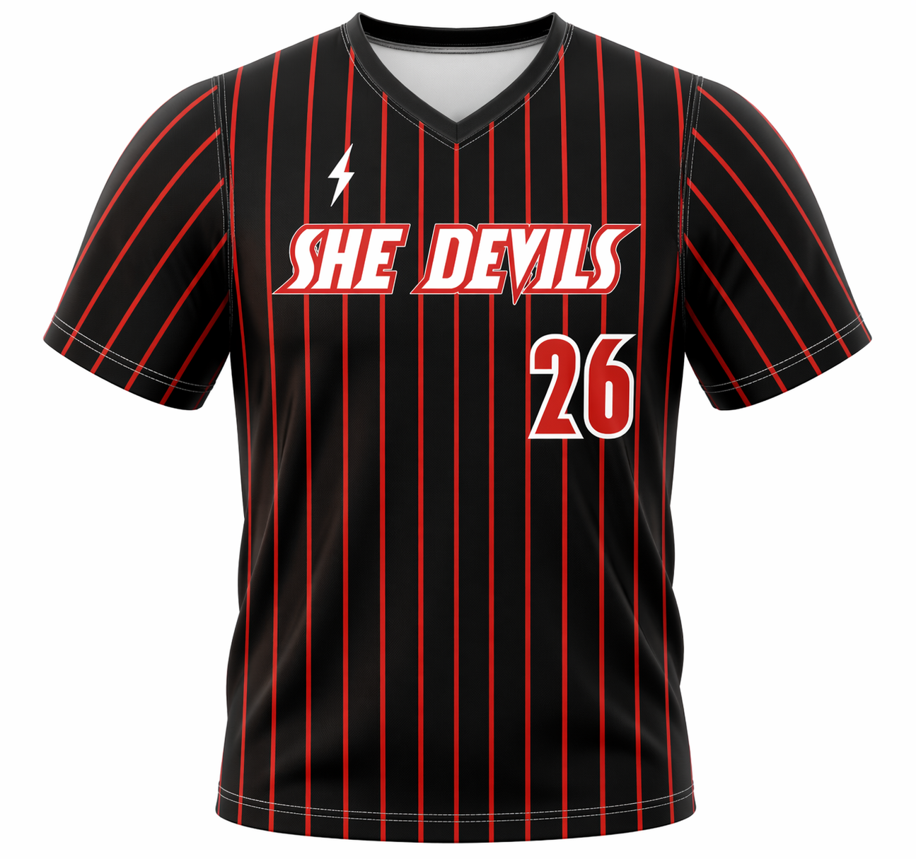 She Devils - Black with Red Pinstripe Game Jersey