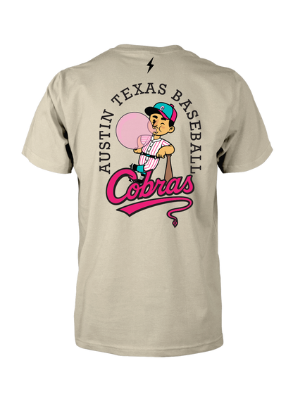 ATX COBRAS - Bat Boy CREW NECK T-SHIRT - CREAM