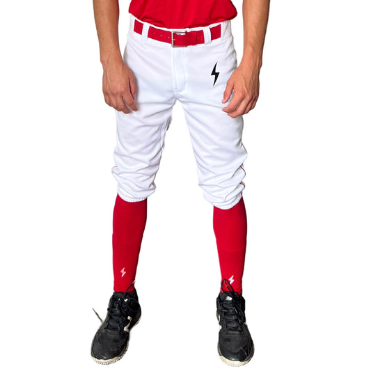 BRUCE BOLT TEAMS PREMIUM PRO KNICKER - WHITE WITH RED PIPING