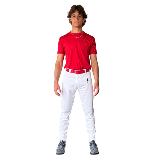 BRUCE BOLT TEAMS PREMIUM PRO PANT - WHITE WITH RED PIPING