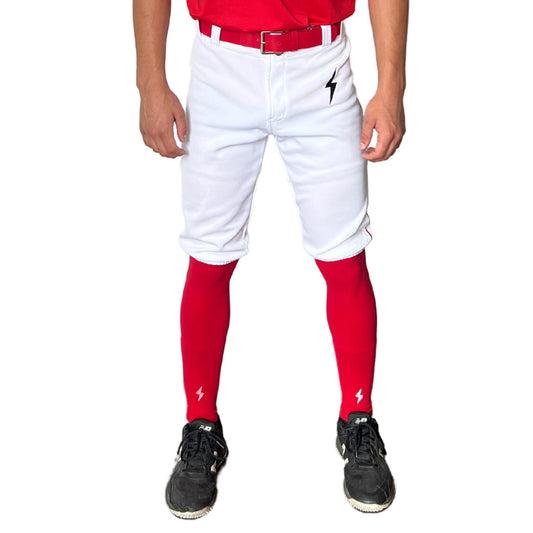 BRUCE BOLT TEAMS PREMIUM PRO SHORT - WHITE WITH RED PIPING