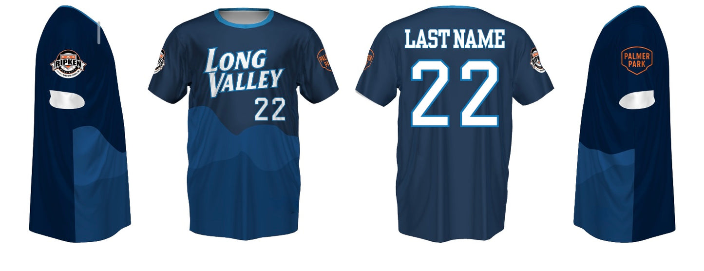 LV Baseball Deep Valley Blue Crew Neck Jersey