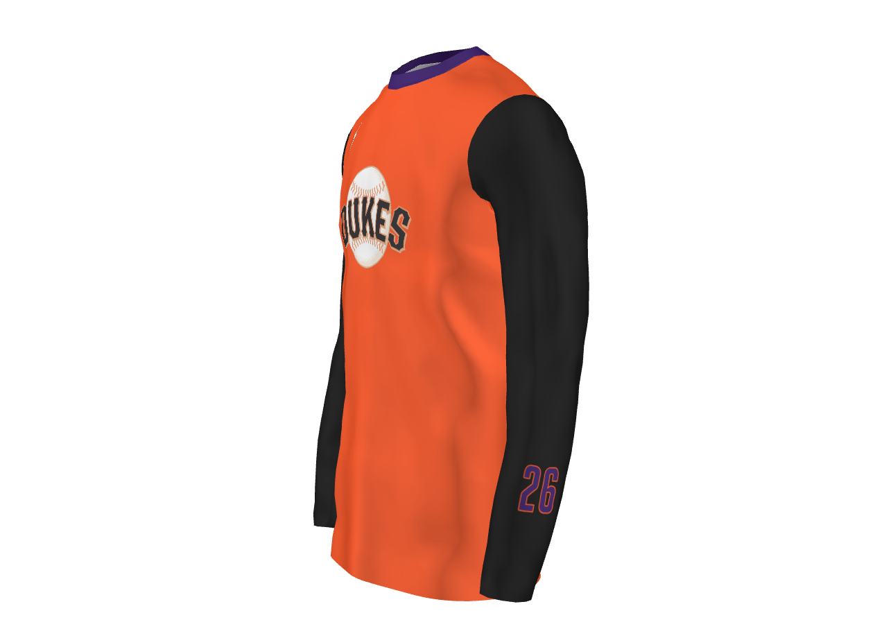 BASEBALL DUKES -Orange Long Sleeve -  Fully SUBLIMATED