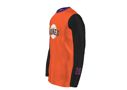 BASEBALL DUKES -Orange Long Sleeve -  Fully SUBLIMATED