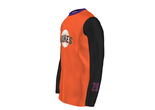 BASEBALL DUKES -Orange Long Sleeve -  Fully SUBLIMATED