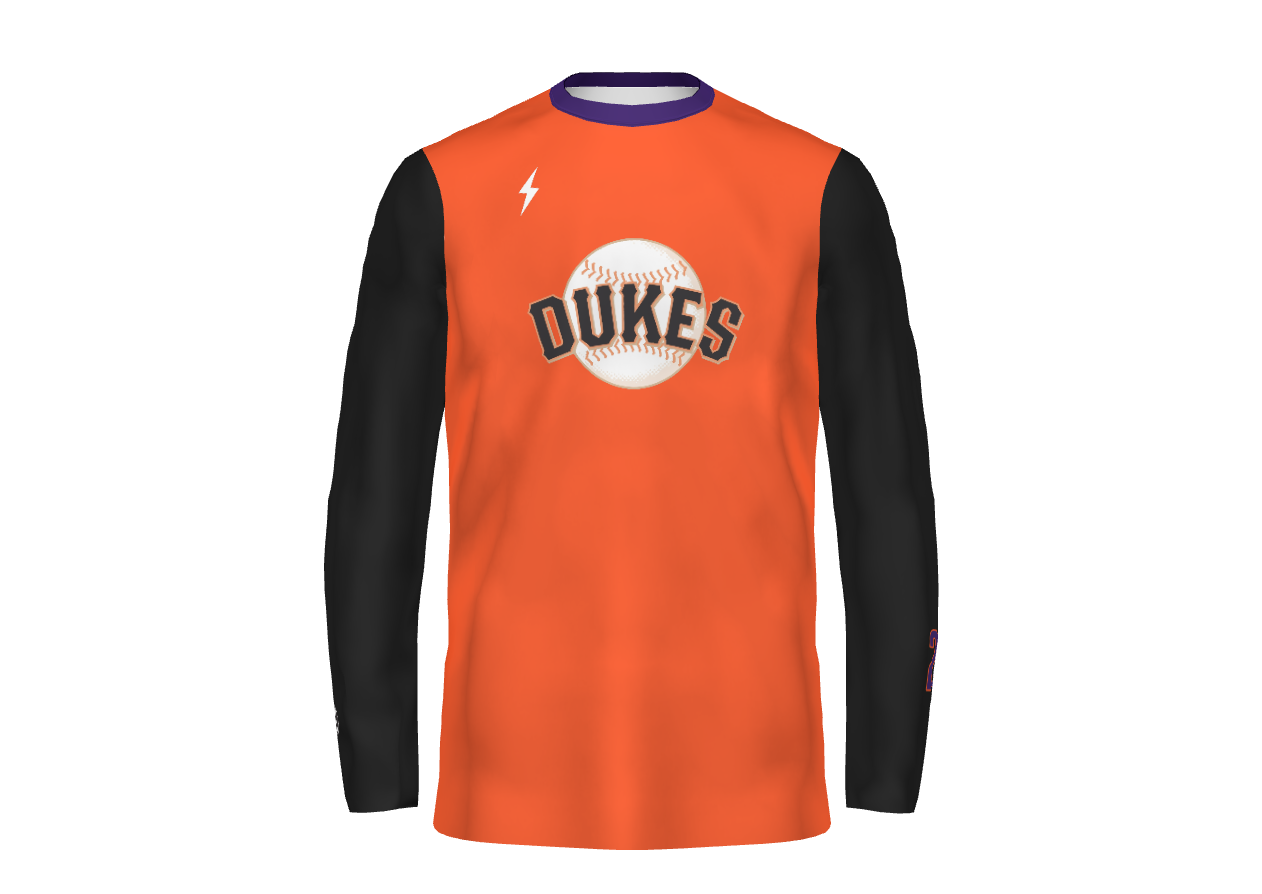 BASEBALL DUKES -Orange Long Sleeve -  Fully SUBLIMATED