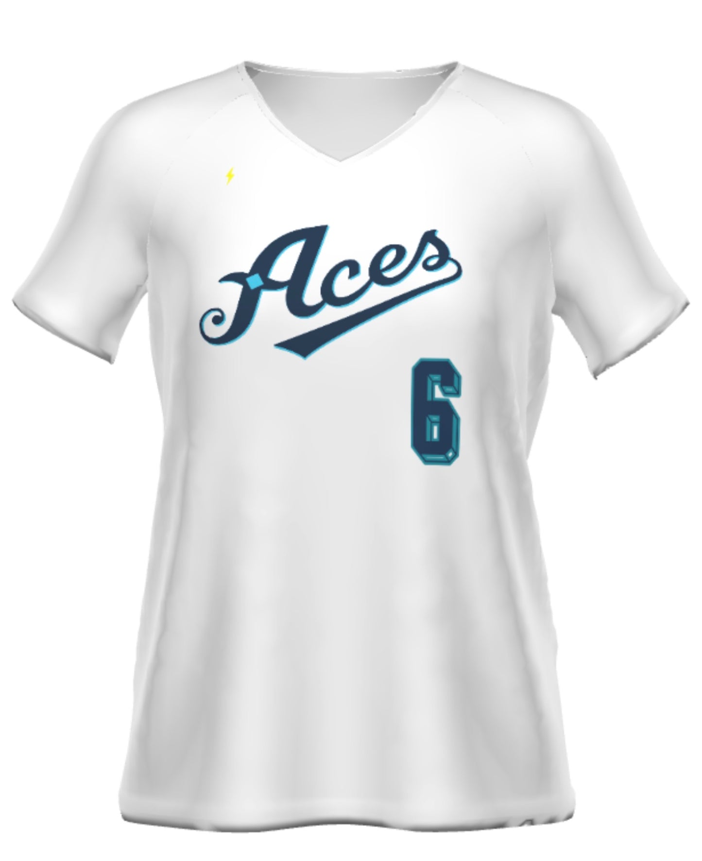ACES LADIES V-Neck Tee. Semi Sublimated